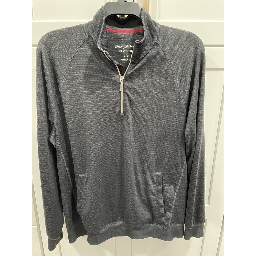 Tommy Bahama Men's Sz M Palm Harbor Half Zip Sweater Fog Grey AK94